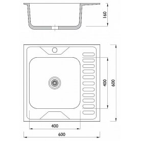 Мойка накладная 606016 0,6 1Ч1К левая