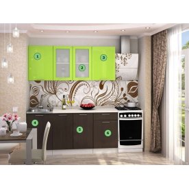 Комплектующие для готовой кухни Валерия-М комплектация 5 каркас белый, фасад лайм глянец / венге