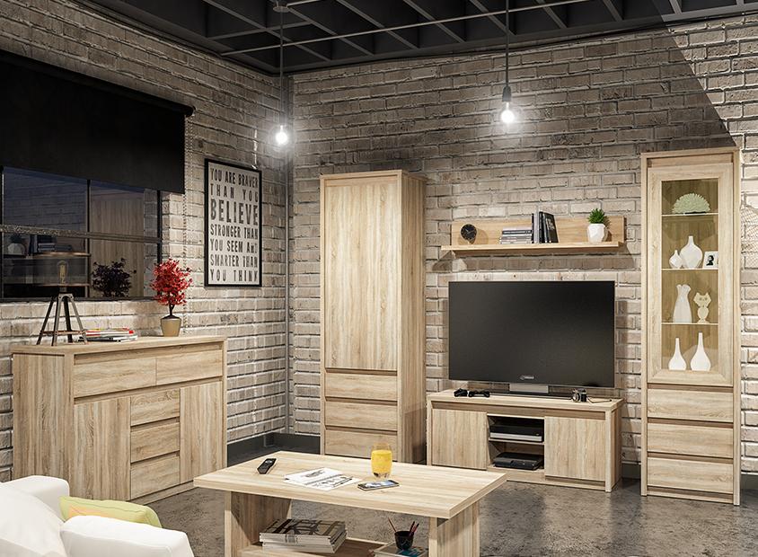 Модульная гостиная Палермо дуб сонома комплектация 4