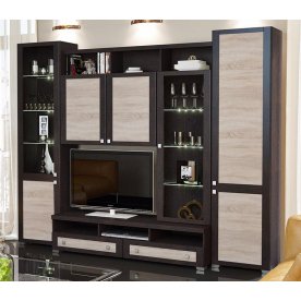 Стенка для гостиной Фиджи (комплектация 18) венге цаво / дуб сонома