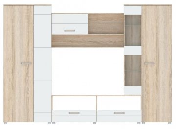 Готовая гостиная Рамон-5 дуб сонома светлый / глянцевый белый