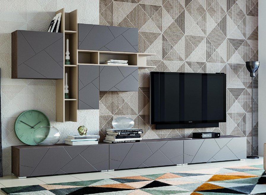 Модульная гостиная Summit софт графит / капучино / ясень анкор темный комплектация 2