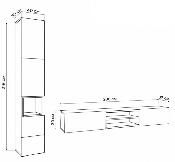 Модульная гостиная Лонгфорд комплектация 1 белый / дуб вотан