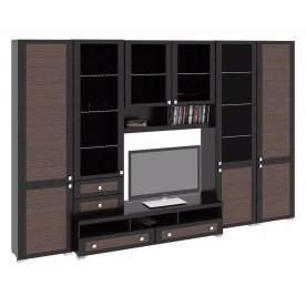 Стенка для гостиной Фиджи (комплектация 14) венге цаво / каналы дуба