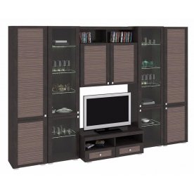 Стенка для гостиной Фиджи (комплектация 27) венге цаво / каналы дуба