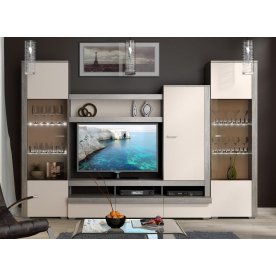 Стенка для гостиной Эйва (комплектация 1) фон бежевый / дуб верцаска