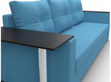 Диван-кровать Дельта-Прайм со столом слева прямой амур 10 голубая / рогожка