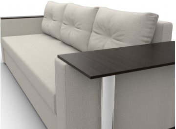 Диван-кровать Дельта-Прайм со столом справа прямой амур 02 бежевая / рогожка