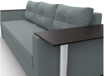 Диван-кровать Дельта-Прайм со столом справа прямой амур 07 серая / рогожка
