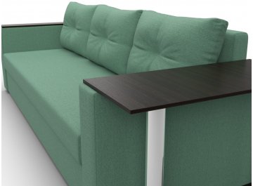 Диван-кровать Дельта-Прайм со столом справа прямой амур 11 зеленая / рогожка