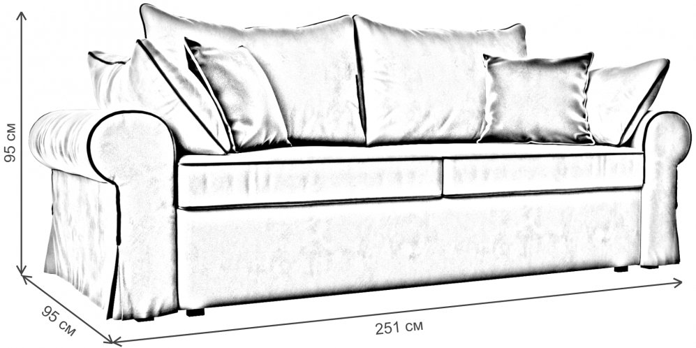 Диван Центавр велюр голубой с черными подушками