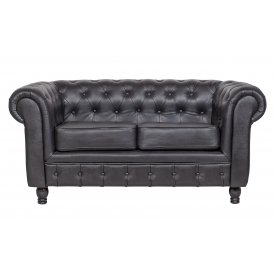 Диван из черной кожи Chesterfield Black Leather 2S
