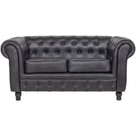 Диван из черной кожи Chesterfield Black Leather 2S