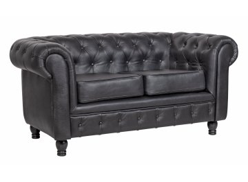Диван из черной кожи Chesterfield Black Leather 2S