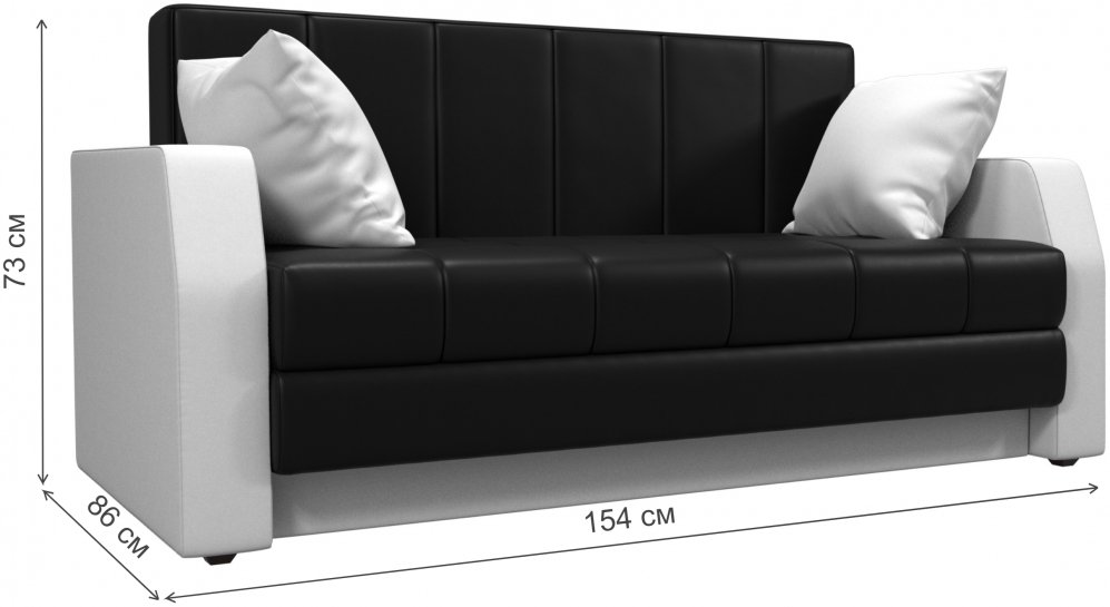 Диван Малютка экокожа черная / белая