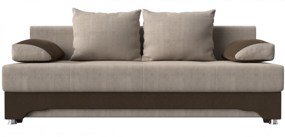 Диван Ник-2 рогожка бежевый / коричневый