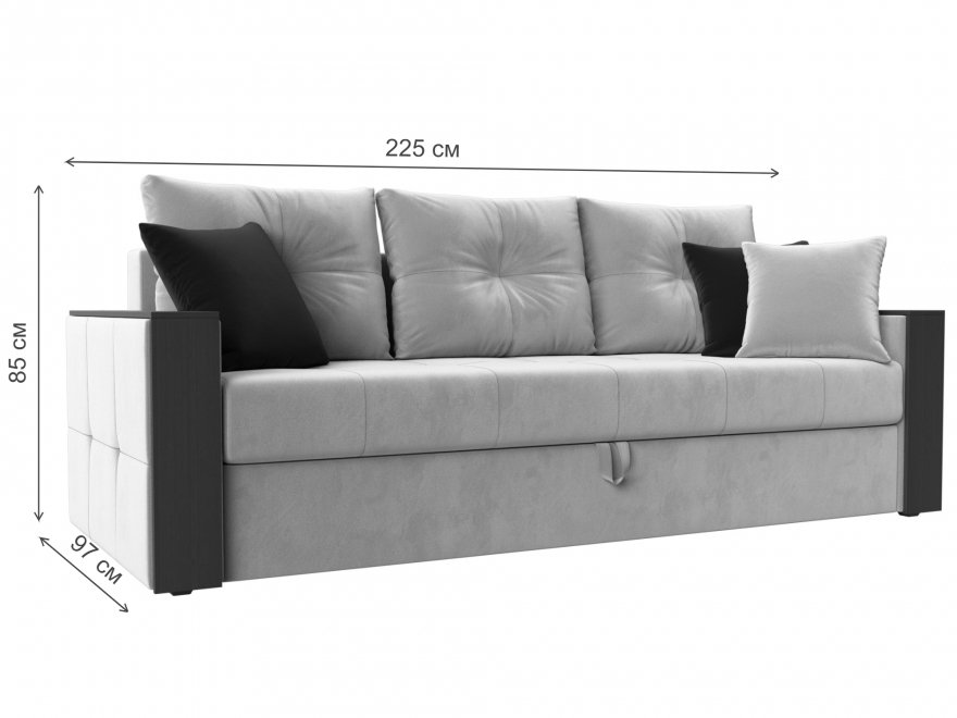 Диван Валенсия белая / черная экокожа