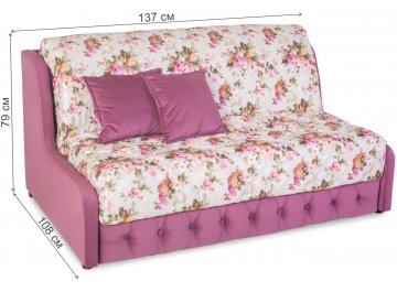 Диван-аккордеон Римини 120 микровелюр arcadia rose / neo 16