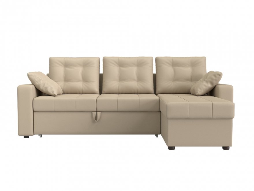 Диван угловой Камелот экокожа бежевый правый