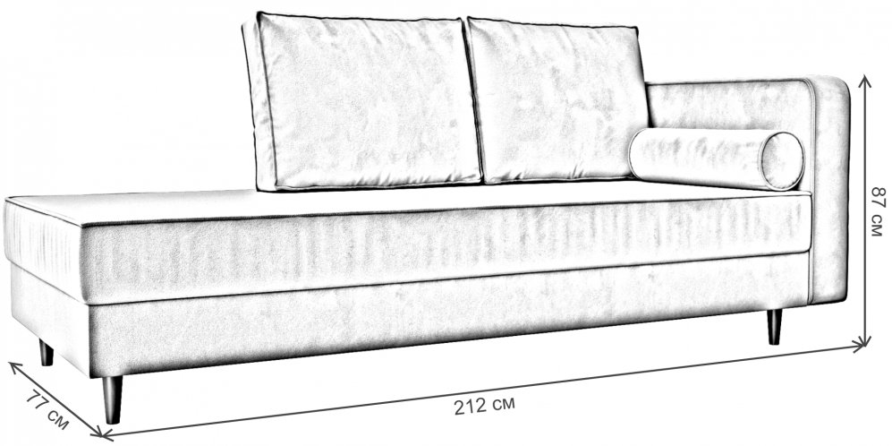 Кушетка Тайра велюр черный правый