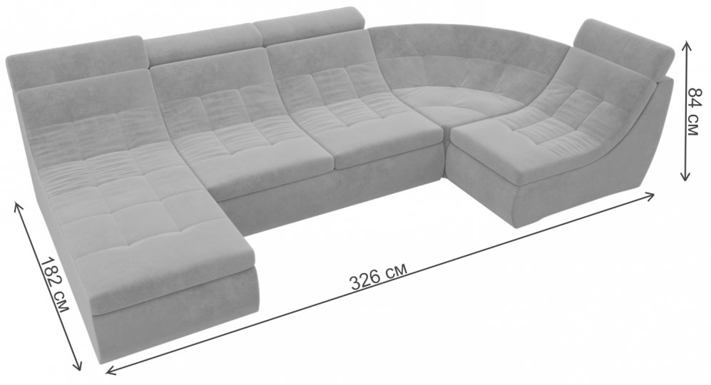 Модульный диван Эверест Люкс велюр фиолетовый П-образный