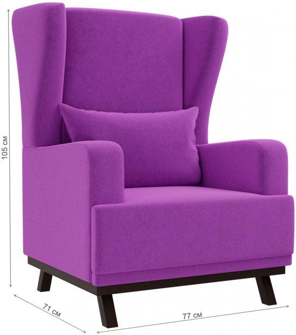 Кресло Джон микровельвет фиолетовый
