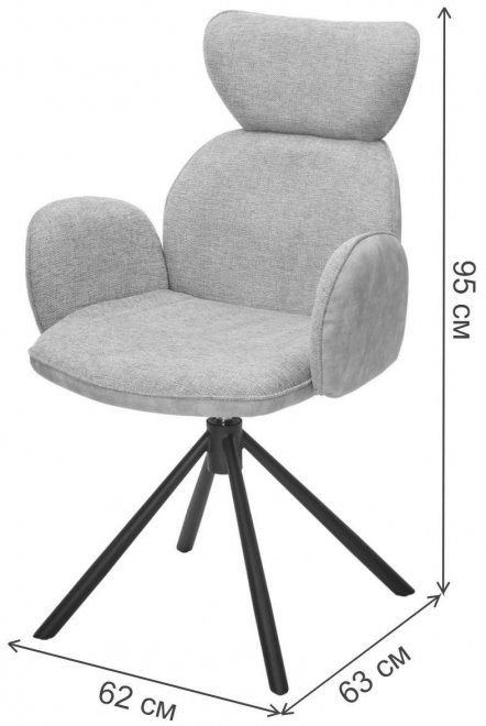 Кресло Vardy 360 поворотное brego-07 серый / 7525-180 серый велюр / черный