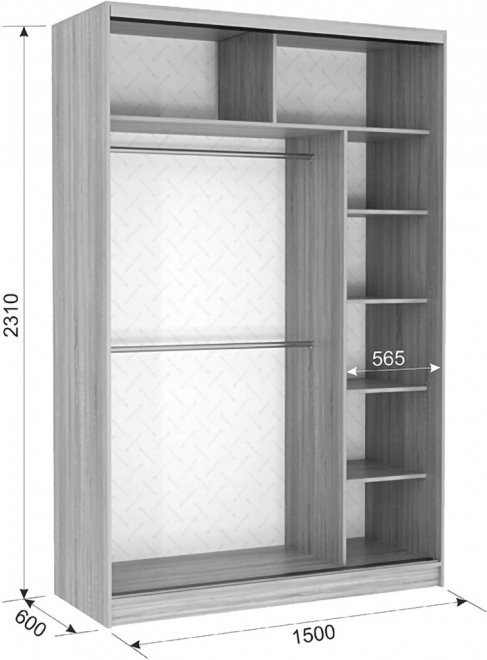 Шкаф-купе Гранд 2-600 венге / белый