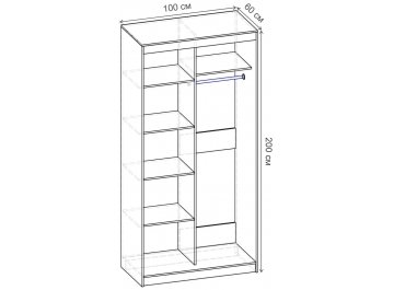 Шкаф-купе Риф 2 ШК.022.1000-25 вариант 6