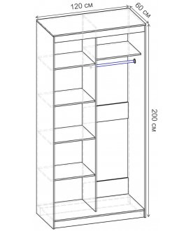 Шкаф-купе Риф 2 ШК.022.1200-28 вариант 3