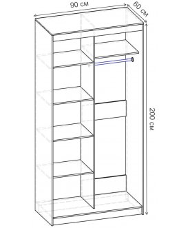 Шкаф-купе Риф 2 ШК.022.900-28 вариант 3