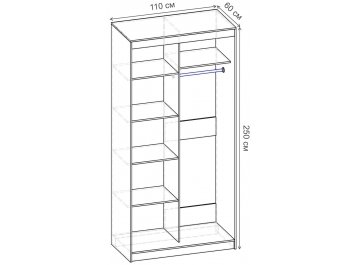 Шкаф-купе Риф 2 ШК.023.1100-28 вариант 3