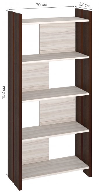 Стеллаж 152 см венге / карамель