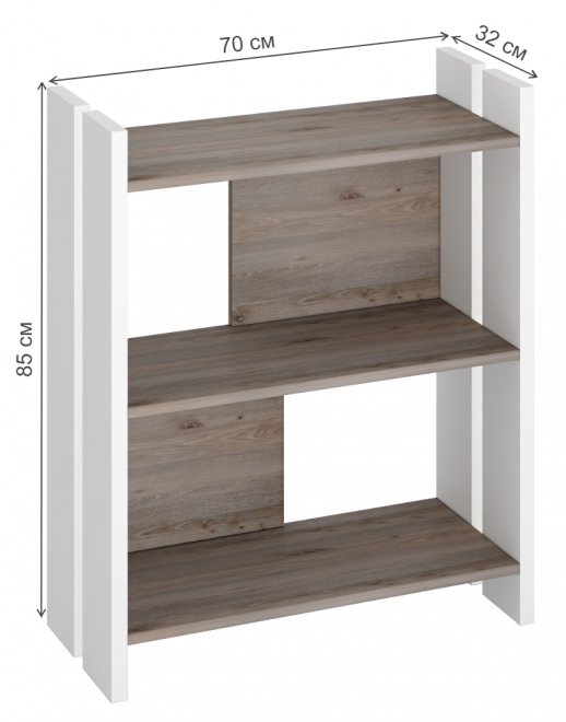 Стеллаж 85 см белый / нельсон