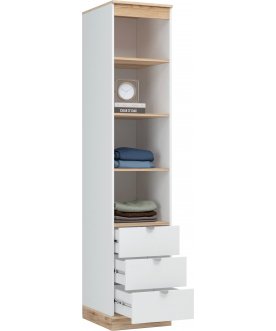 Книжный шкаф Джидда ПО 3Я белый / дуб делано