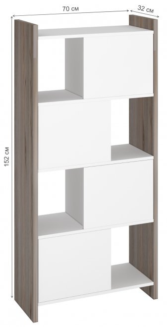 Стеллаж с дверцами 152 см нельсон / белый