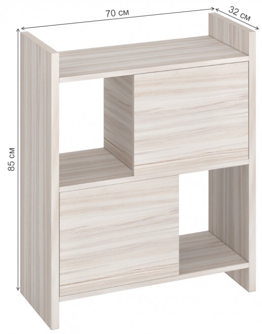 Стеллаж с дверцами 85 см карамель