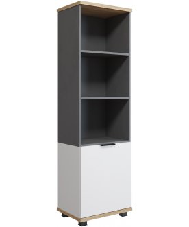Книжный шкаф Скайлайт СЛ-5К правый блэквуд ячменный / графит / белый / меренга
