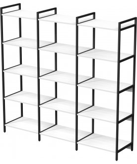 Книжный шкаф тройной 5 полок cubos 10ССТ.5.600 белый / черный