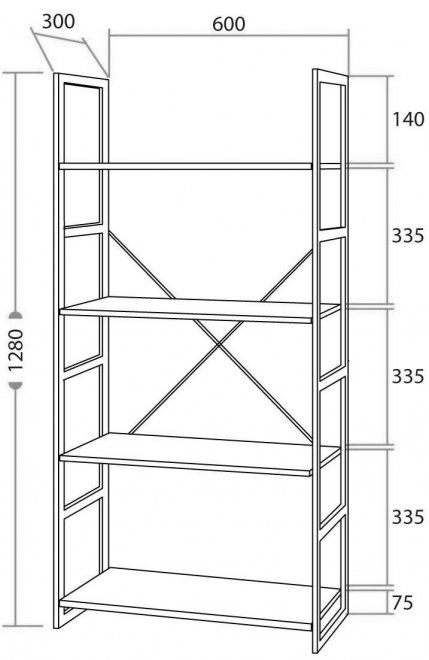 Стеллаж Ws-01/Вс-01 burnt/обгоревшее дерево