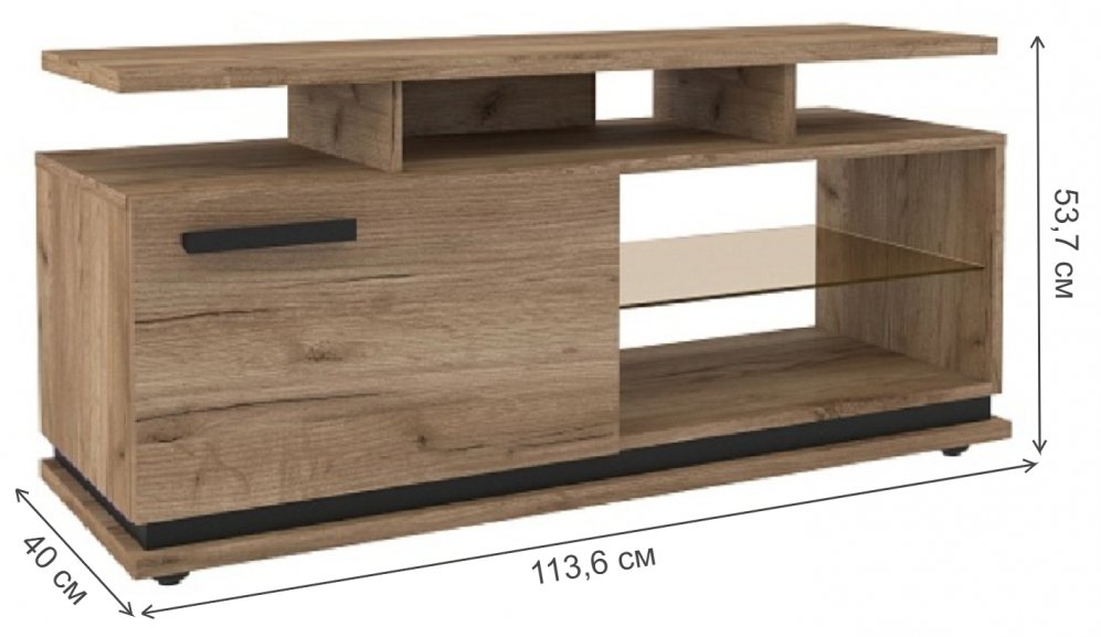 ТВ - тумба Nature 333 дуб табачный craft / дуб табачный craft черный