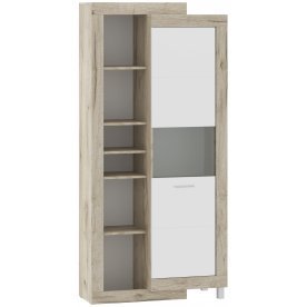 Витрина Литиум дуб серый крафт / белый глянец