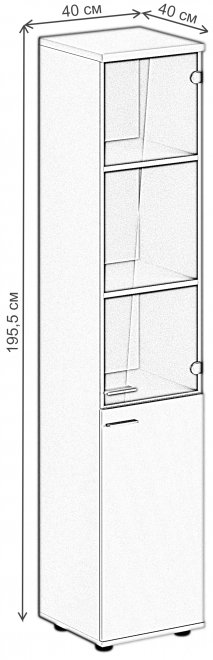 Витрина SG.802 правый дуб светлый / белый