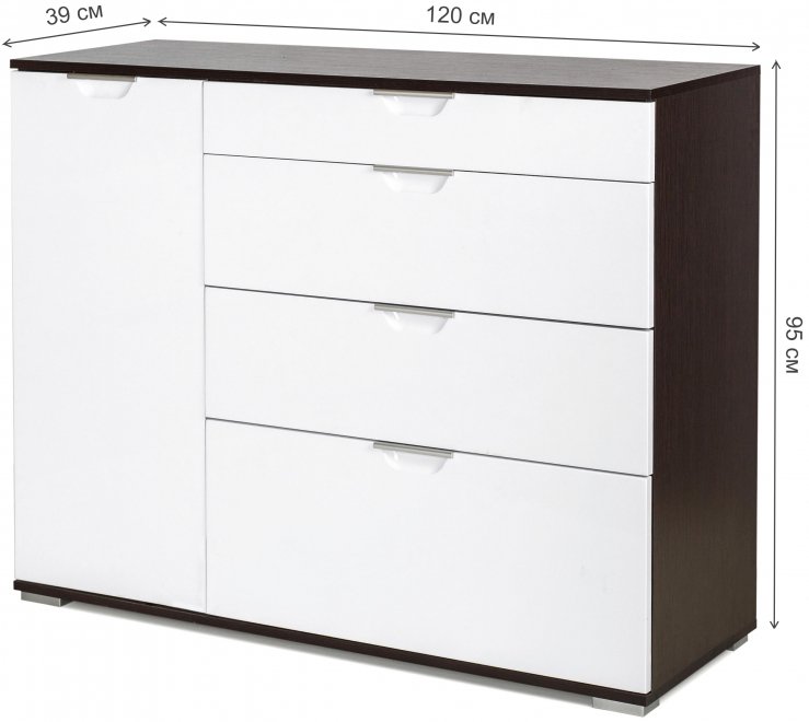 Комод Кастор венге / белый глянец
