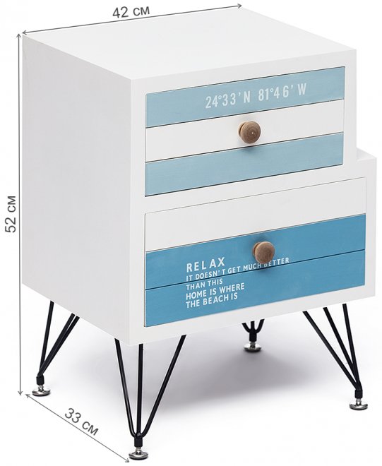 Тумба Mediterranean mod. 63604 белый / голубой