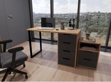 Комплект для кабинета Оптима ОП-115 дуб крафт золотой / графит комплектация 7