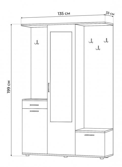 Готовая прихожая Пети дуб сонома / белый