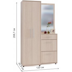 Модульная прихожая ШО-1 + ПЗ-3 + ТП-2 беленый дуб (комплектация 6)