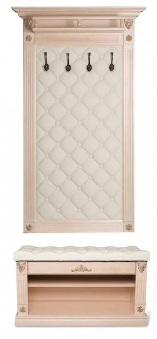 Модульная прихожая Сильвия 1 экокожа молочная / белый ясень