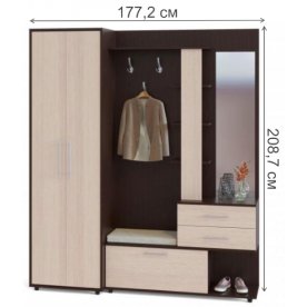 Модульная прихожая ВШ-11+ШО-1 венге / беленый дуб